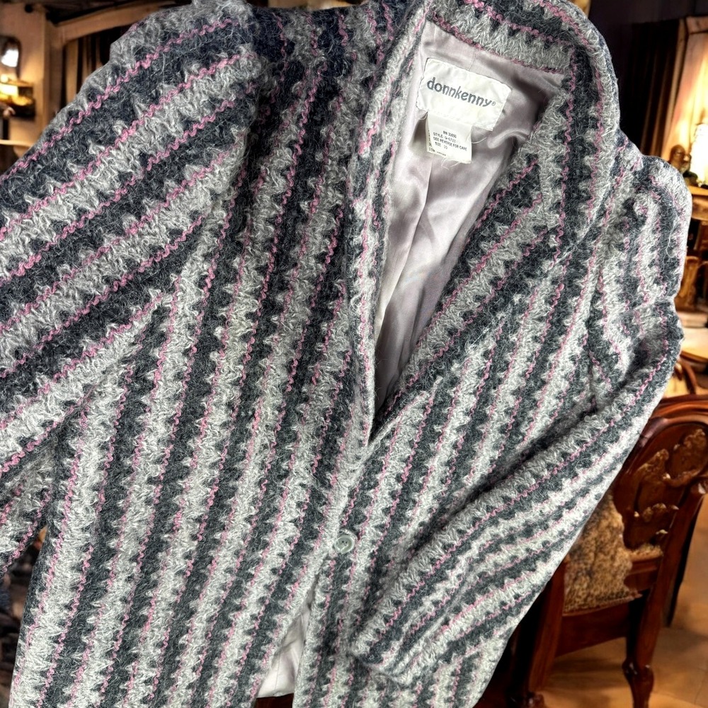 Vintage Donnkenny Mohair Lambswool Jacket Women 10‎ Blend Striped Knit Blazer